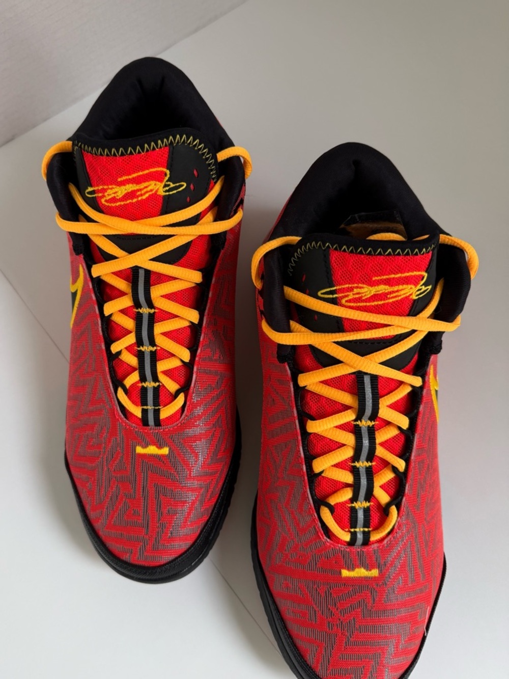 Nike Men's Red and Yellow Athletic Basketball Shoes